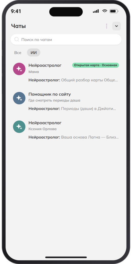 Список ИИ-чатов: Нейроастролог по картам и Помощник по сайту | Jyotiapp